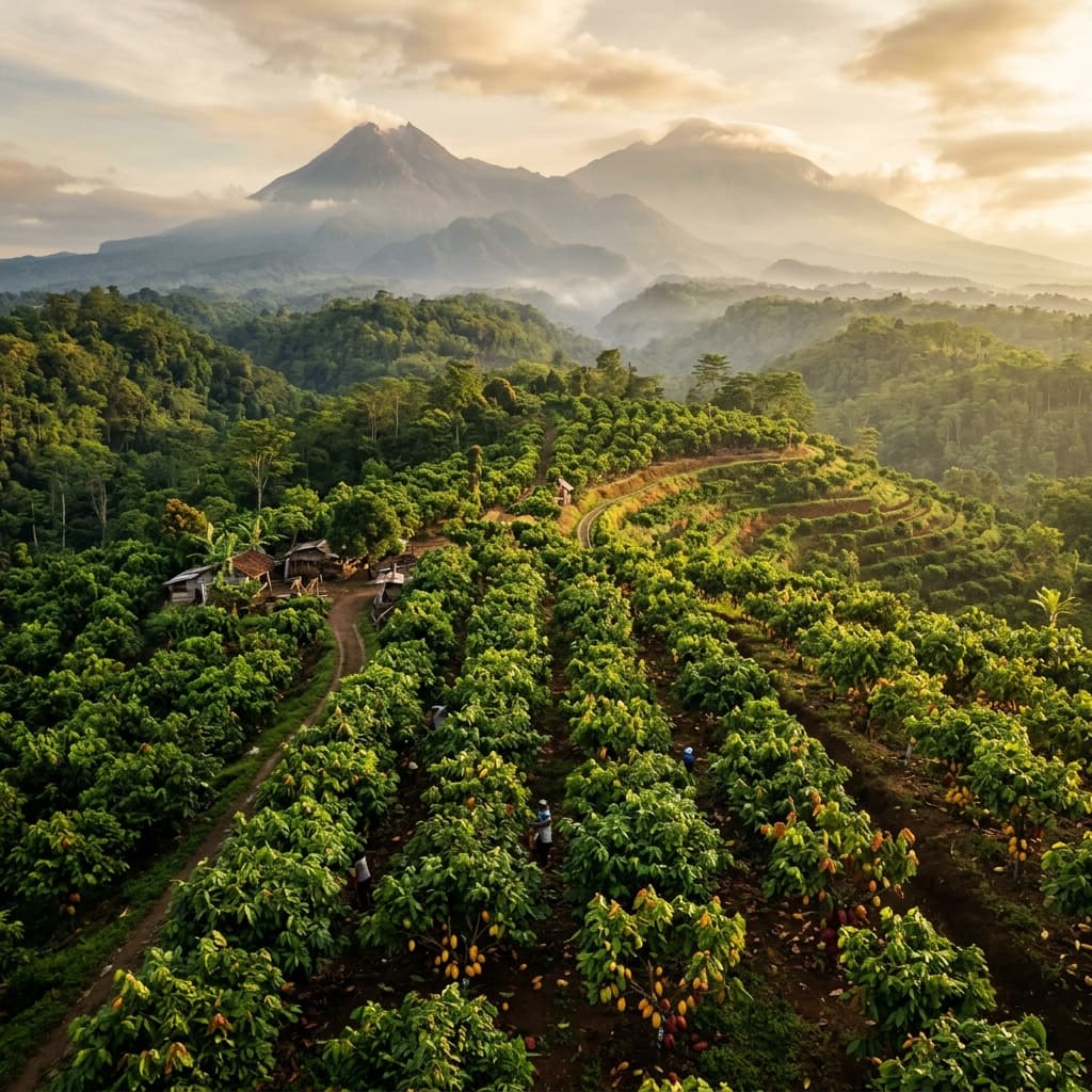 Java Criollo cacao plantation in Gunung Kidul, Yogyakarta, Indonesia